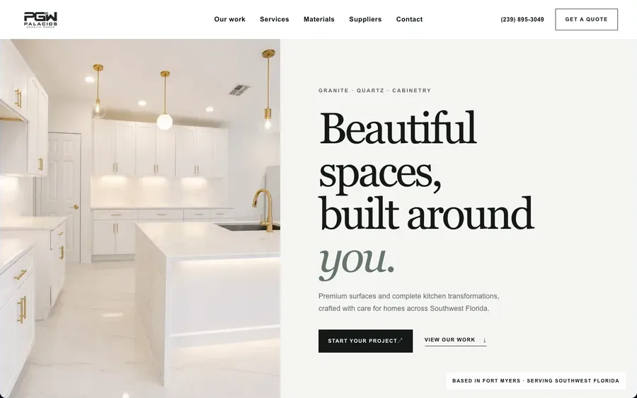 Palacios Granite Works website, built by Wild Ox