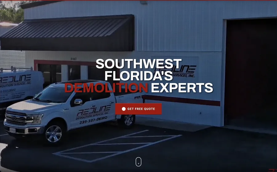 Redline Demolition Services website, built by Wild Ox